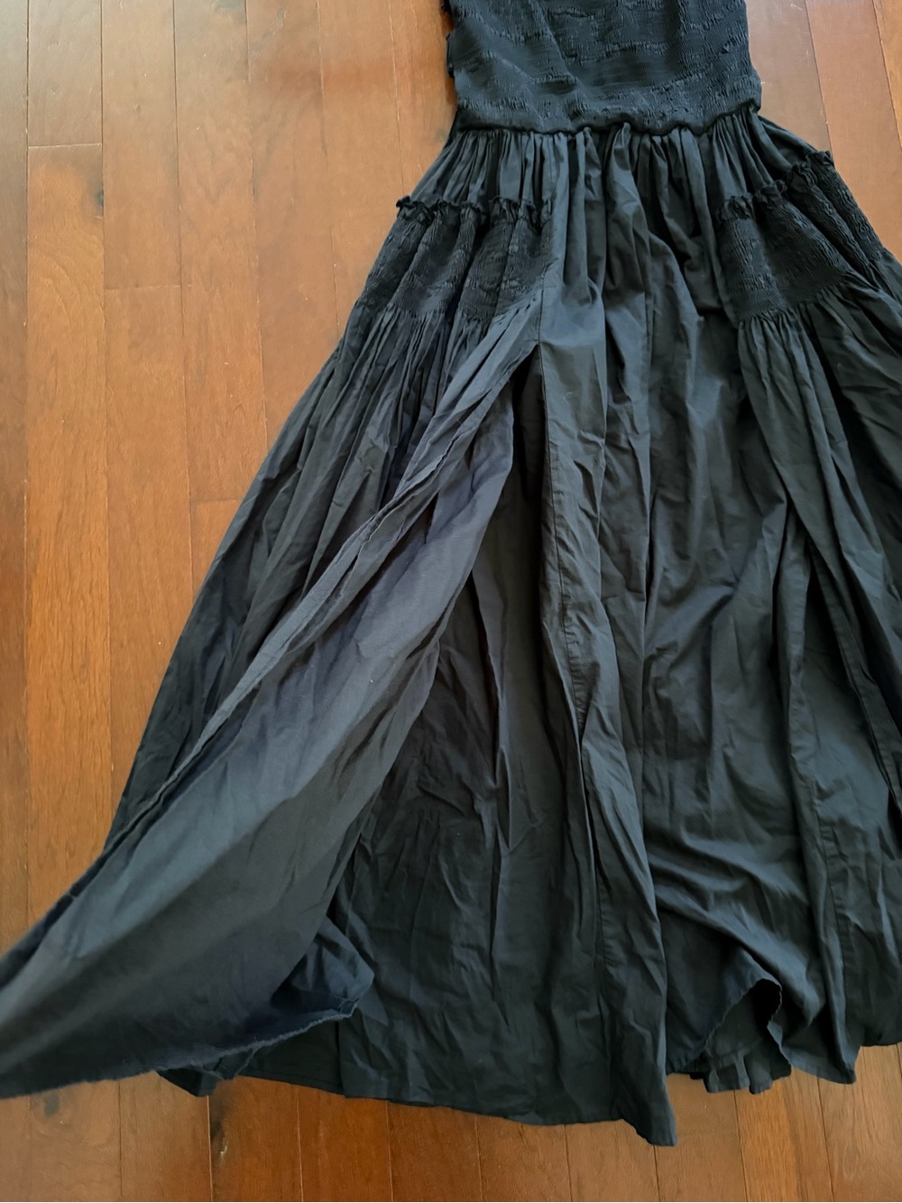 Commense Black Maxi Dress Smocked Bodice Sleeveless Tiered Long Dress size S - Picture 13 of 15